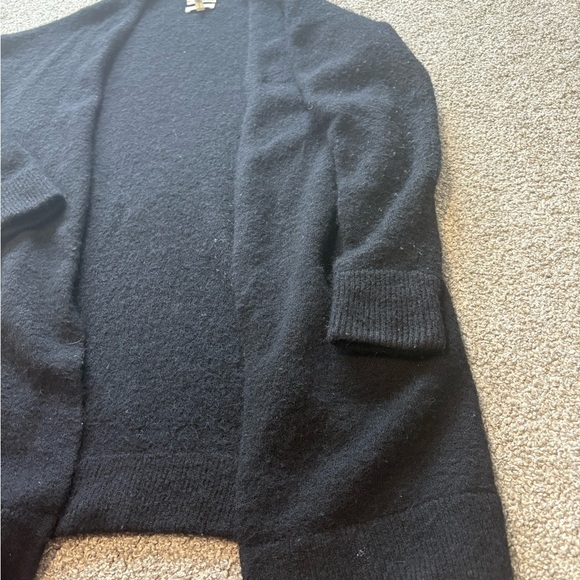Aritzia Wilfrid Free Cozy Black Open Front Long Cardigan Sweater Size Large - Picture 10 of 11